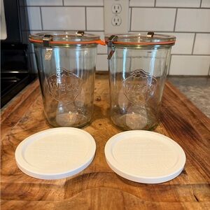 New! Set of (2) WECK Mold 743 Jars 3/4 Liter - 28.7 oz - perfect for sourdough